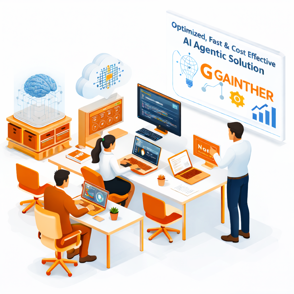 Illustration of a Gainther AI agent automating a business workflow