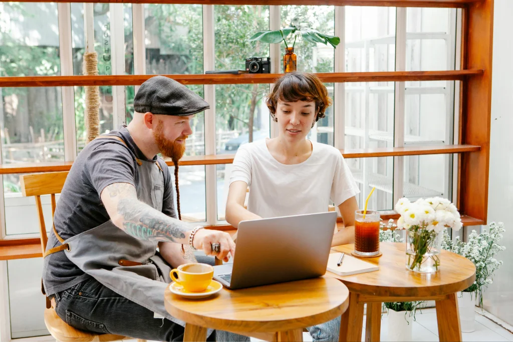 Team discussing an AI agent workflow